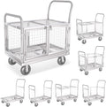 Platform Truck Cart with Cage 2-Door Design 7 in 1 Mutipurpose Handcart with 5" by Warmyou