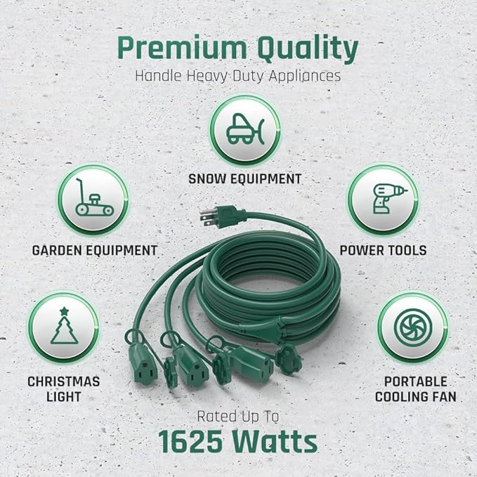 15FT Outdoor Green Extension Cord - Image 7