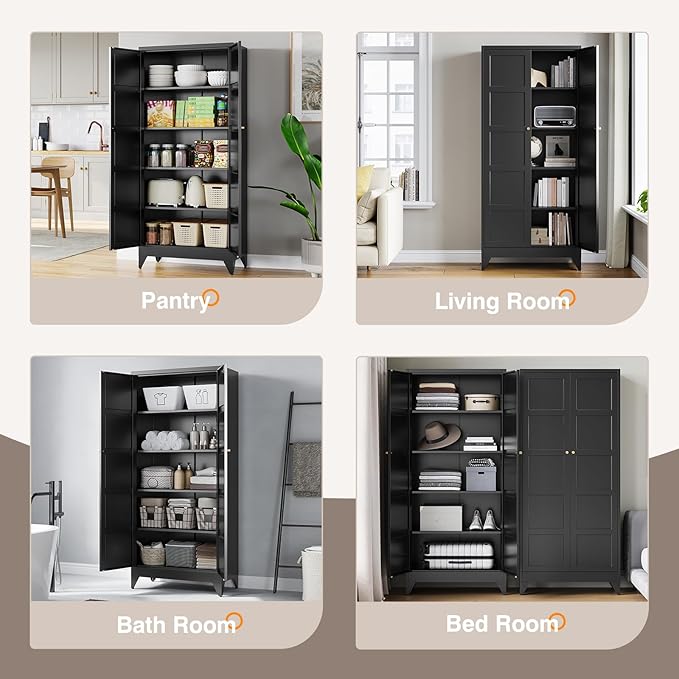 Yizosh Metal Pantry Cabinet, - Image 5