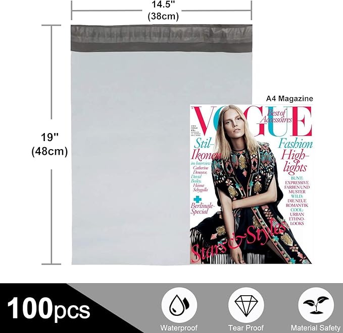 OausTect 14.5" x 19" Large White Poly Mailers - Image 2
