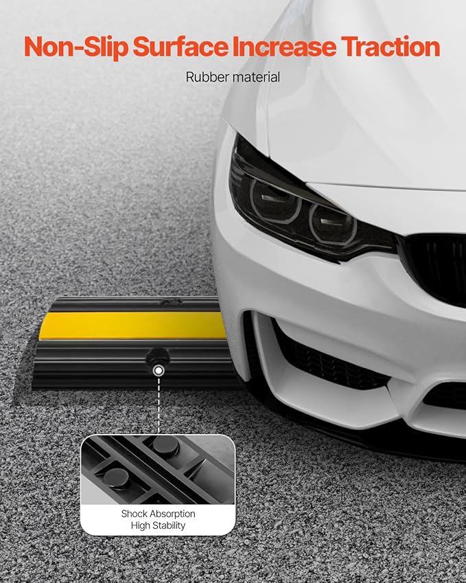 VEVOR 4 Pack of 1-Channel Rubber Cable Protector Ramps Heavy Duty 22046Lbs Load - Image 5