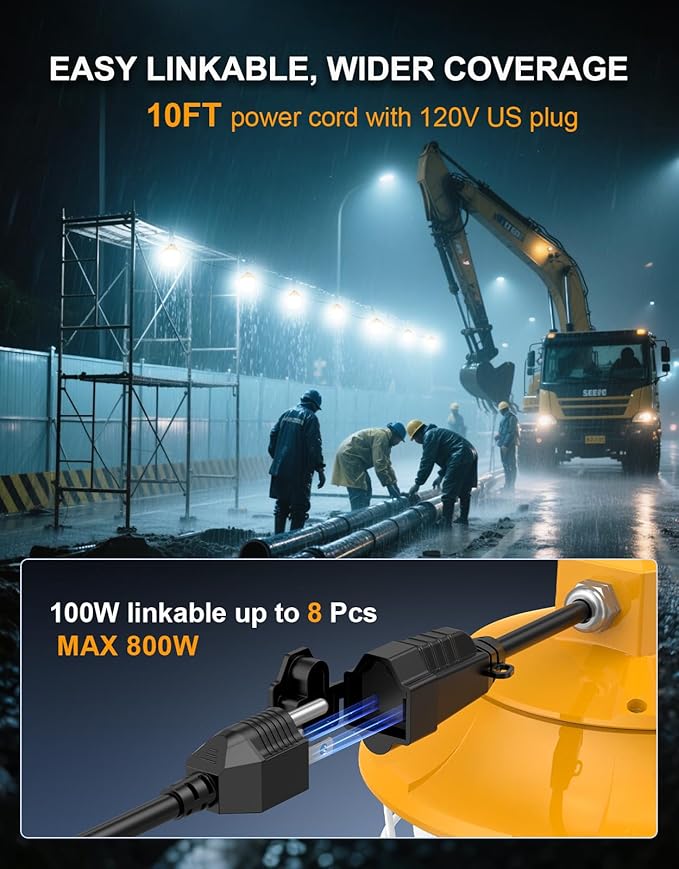 LED Temporary Work Light 100W 80W 60W Tunable 4500K 5000K 5700K Tunable 15000LM - Image 5
