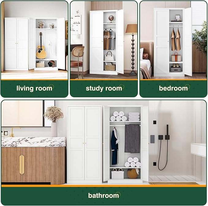 Letaya Wardrobe Armoire Closet, Bedroom Armoire Cabinet Clothes Organizer - Image 9