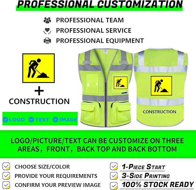 BeautyWill Custom Logo Safety Vest Class2 High Visibility Reflective Vest - Image 3