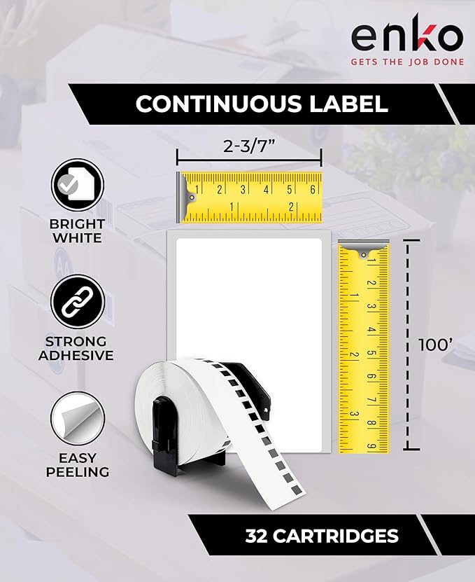 enKo - Compatible DK-2205 Continuous Paper Labels Compatible - Image 2