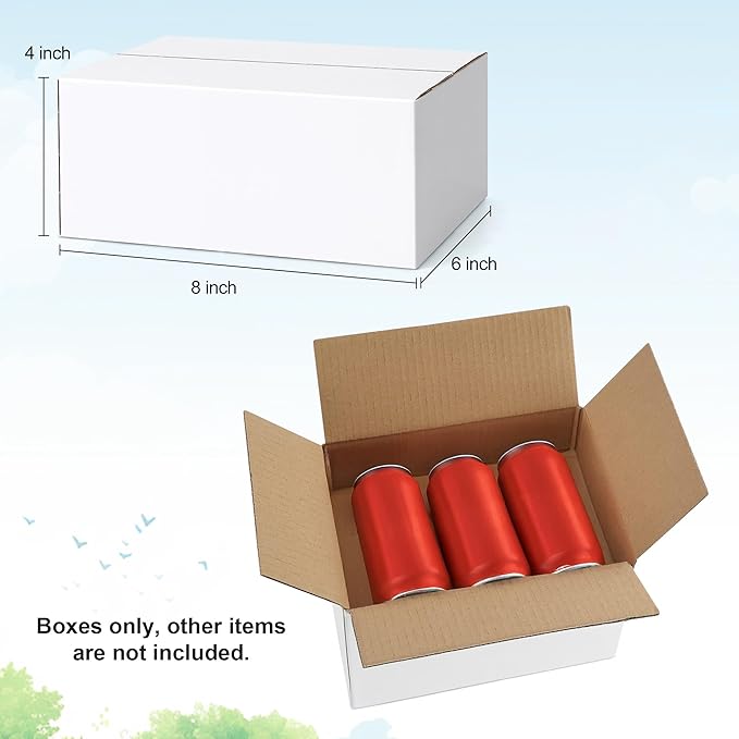Famagic 10 Pack 8x6x4 Inch Small Shipping Boxes White Corrugated Cardboard - Image 2