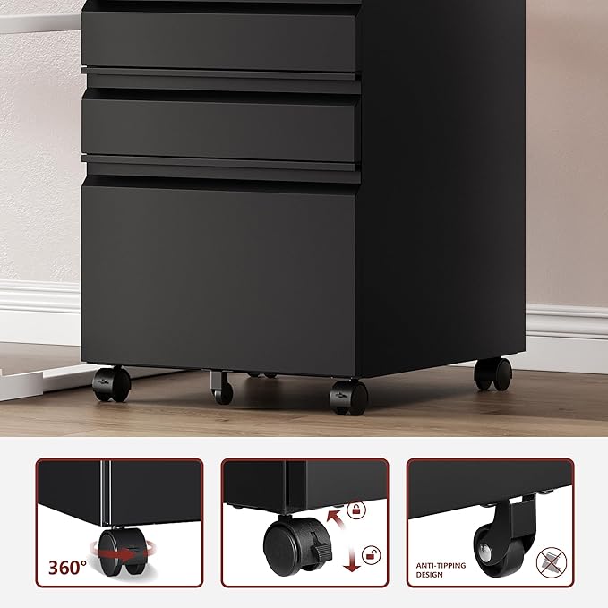 3 Drawer File Cabinet，Mobile Filing Cabinet - Image 5