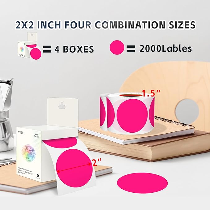 Easy to Use 2 Inch Round Fluorescent Pink Color - Image 2