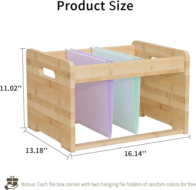 Bamboo Hanging File Organizer, Office Desk File Organizer - Image 2
