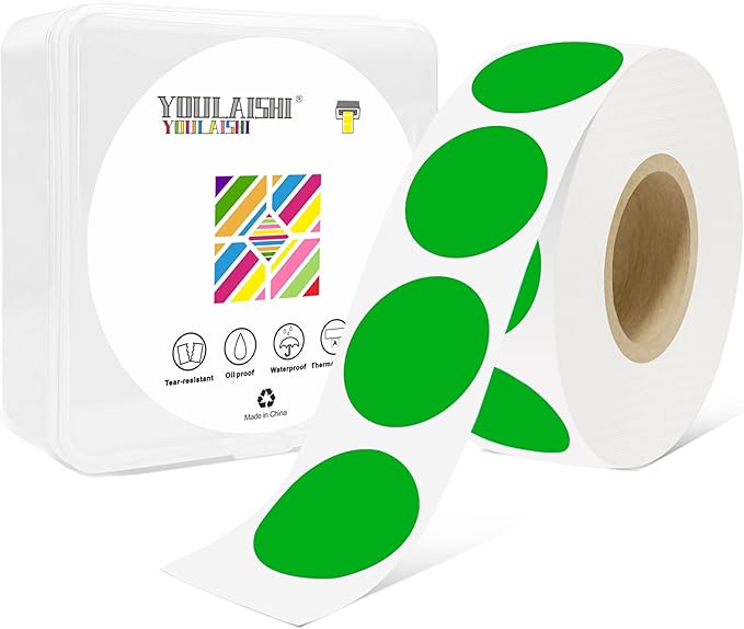 1 Inch Circle Dot Stickers 1000 PCS Color Coding Thermal Labels Dots Writable by YOULAISHI