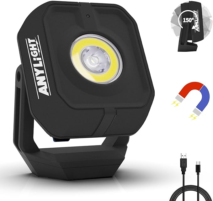 Led Work Light with 4 Modes, 1200LM Portable COB Magnetic Light, 3350mAh by Anylight