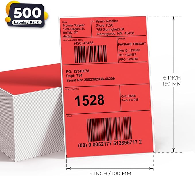 Red Direct Thermal Labels 4 × 6 Inch Vinyl Self-Adhesive Fanfold Shipping - Image 7