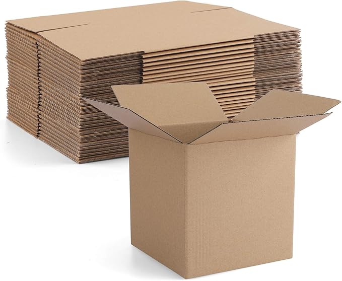 Eupako 4x4x4" Cardboard Box Mailers 25 Pack Brown Cube Corrugated Small by Eupako