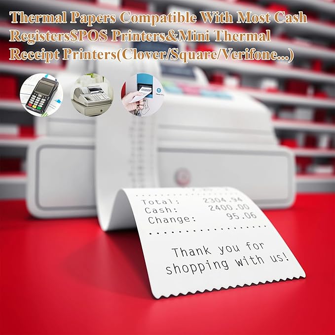 2 1/4"x50' Thermal Paper, FungLam Receipt Paper, POS Cash Register Papers - Image 6