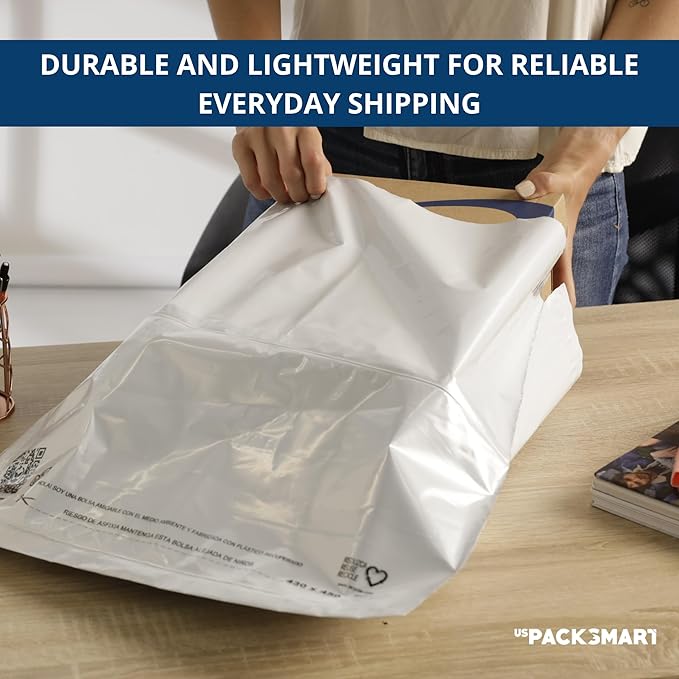 White Plastic Poly Mailers 12"x15" | Shipping Bags - Image 8