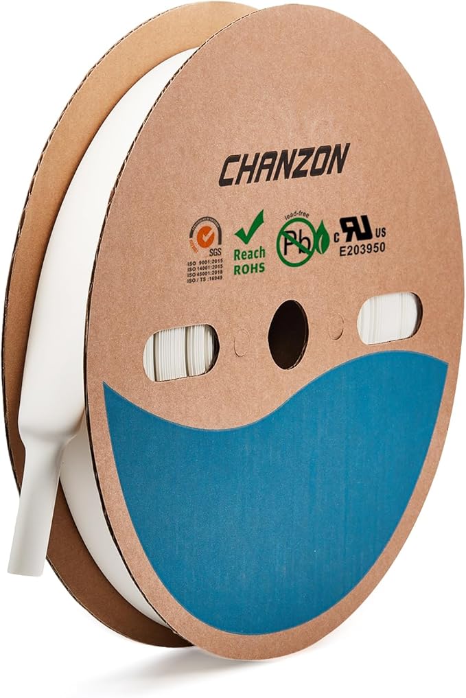 Chanzon 2:1 Ratio - 80Ft Roll - 1" Heat Shrink Tubing 2:1 White Polyolefin by Chanzon