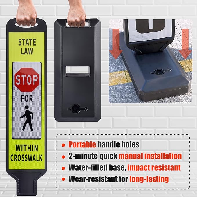 2 Pack 43" x 9.6" inch Double Sided Pedestrian Crosswalk Sign, 21.8" x 9.6" x - Image 5