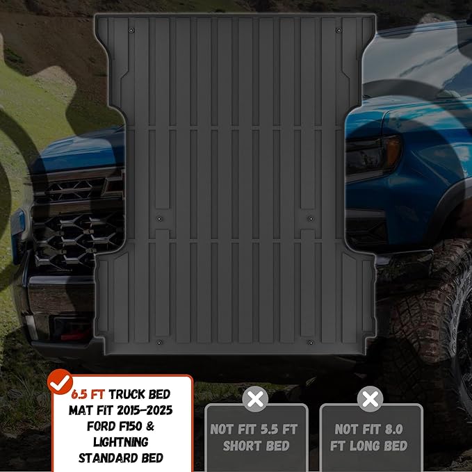 Truck Bed Mat Fit Ford F150 & Lightning 2015-2026 6.5FT Standard Bed, TPE All - Image 3