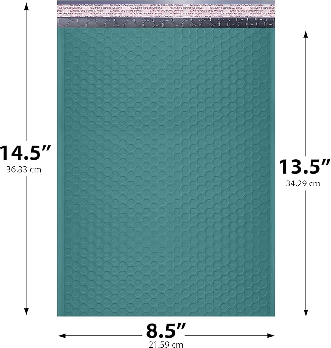 Green Poly Bubble Mailers 8.5x14.5 inch #3 | Self Seal Padded Envelopes | - Image 2