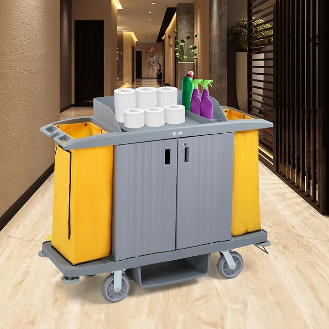 TUFFIOM Industrial Multifunctional Locking Hotel Cart, Commercial Traditional - Image 9