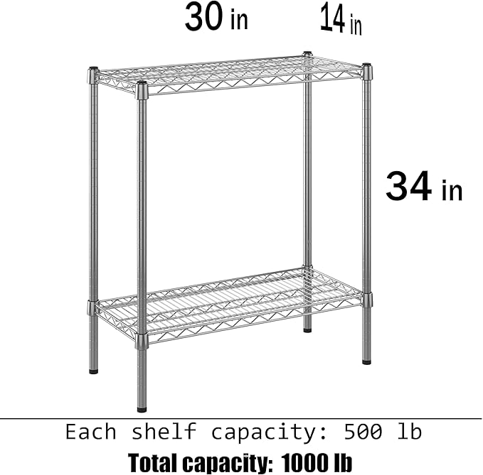 14" Deep x 30" Wide x 34" Height Wire Shelving Kit | 2-Tier | NSF Commercial - Image 3