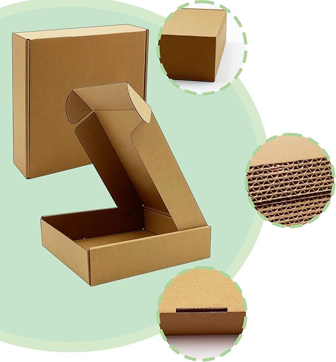 8x8x2 inch Shipping Boxes，Bulk 28 Pack，Brown Corrugated Mailers Cardboard - Image 2