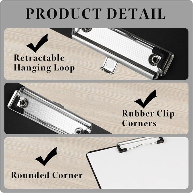 CertBuy 30 Pack Black Clipboards, Plastic Office Clipboard 12 x 8.7 Inch Letter - Image 3