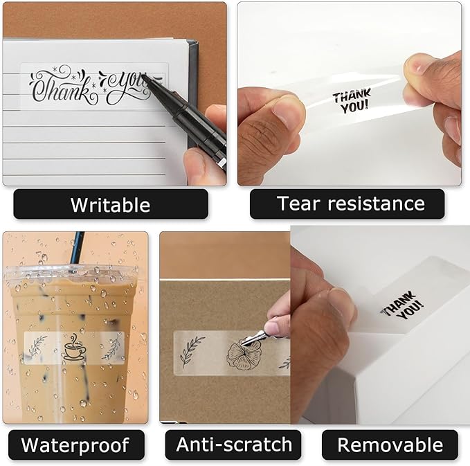 Clear Thermal Labels Vinyl 1 × 3 Inch Self-Adhesive Square Stickers Roll - Image 7