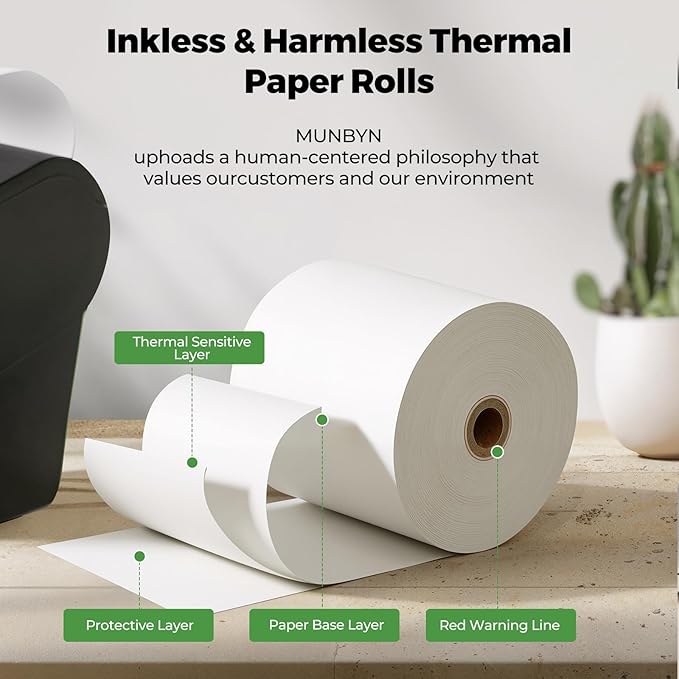 MUNBYN Thermal Paper 3 1/8 x 230ft, 12 Rolls Receipt Paper Work - Image 4