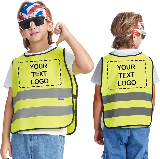 A-SAFETY Kids High Vis Reflective construction Safety vest customized LOGO by A-SAFETY