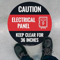 Caution Electrical Panel Circle Floor 10x10 inches, Floor Decal Anti-Slip by SigoSigns