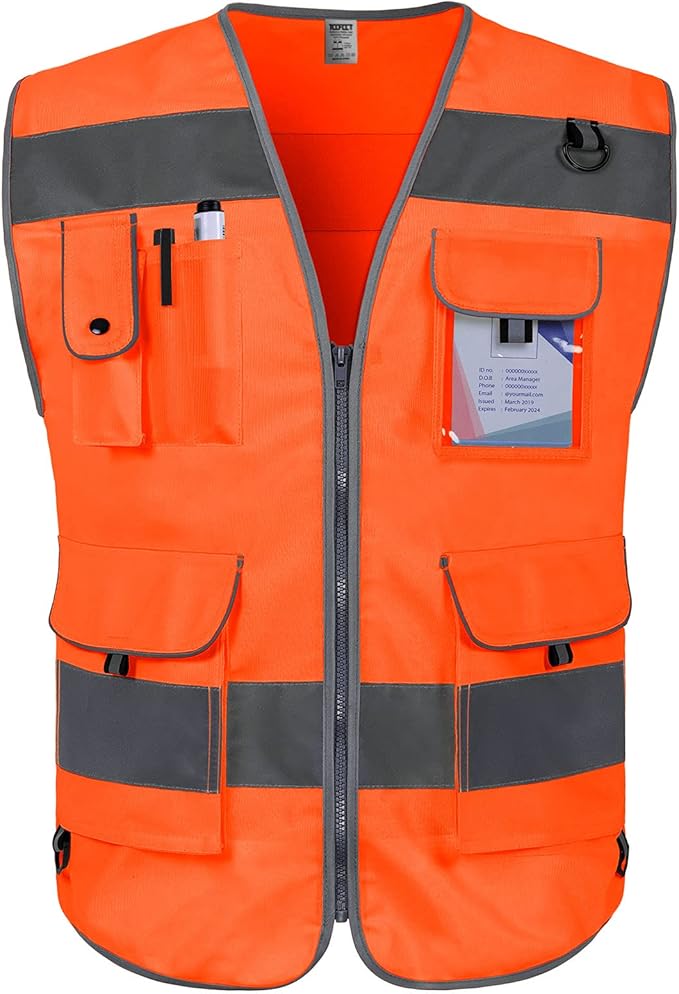 TCCFCCT Safety Vest for Men Women 9 Pockets High Visibility Reflective Vest for by TCCFCCTPROFESSIONALSAFETYSOLUTIONS