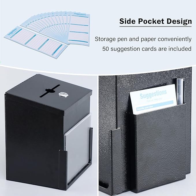 xydled Suggestion Box with Key Lock Acrylic Sign Holder, Metal Donation Ballot - Image 7