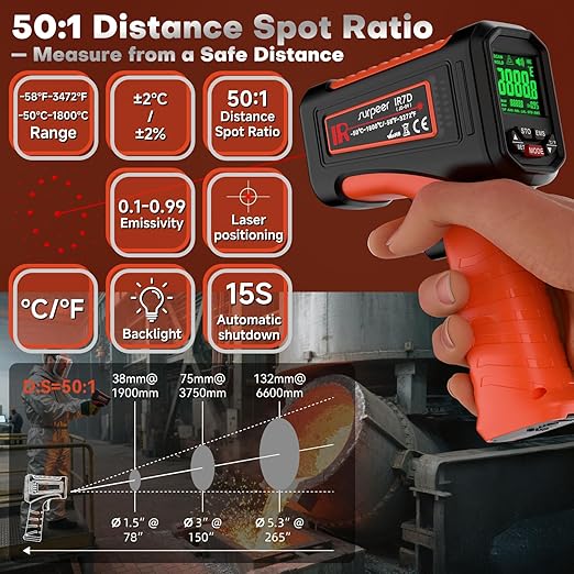 -58℉~3272℉ Infrared Thermometer IR Gun, High-Temp Digital Temperature Gun - Image 2
