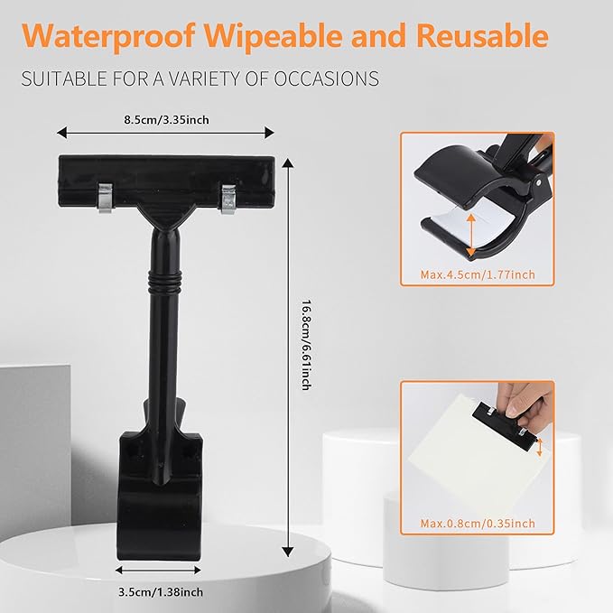 Mlici Sign Clips Merchandise Sign, Plastic Adjustable Clip Sign Holder Stand - Image 3