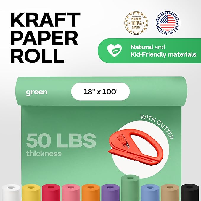 Christmas Green Kraft Paper Roll 18" x 1200" - Image 2