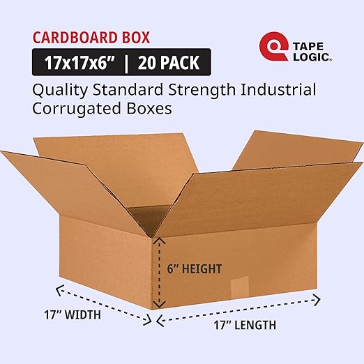 TAPE LOGIC 17 x 17 x 6 Corrugated Cardboard Boxes, Flat 17"L x 17"W x 6"H - Image 2