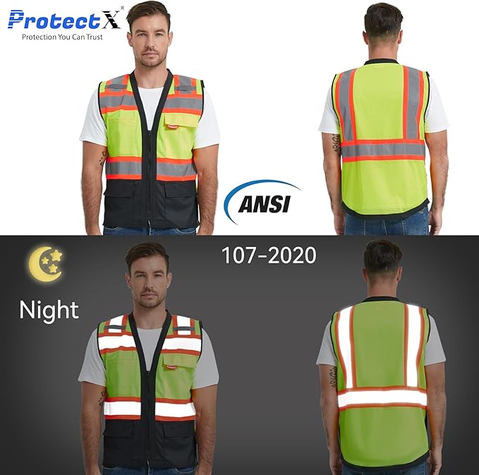 ProtectX 6 Pockets High Visibility Safety Vest - Image 5