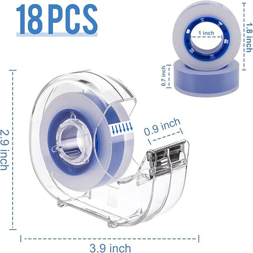 18 Pcs Transparent Tape with Dispenser, 0.7 x 1000 in Blue Core Clear Tape - Image 2