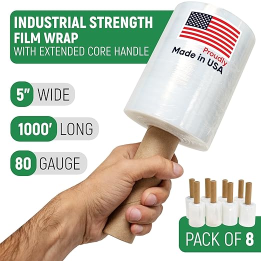 5" x 1000' Industrial Strength Mini Stretch Wrap - Image 2