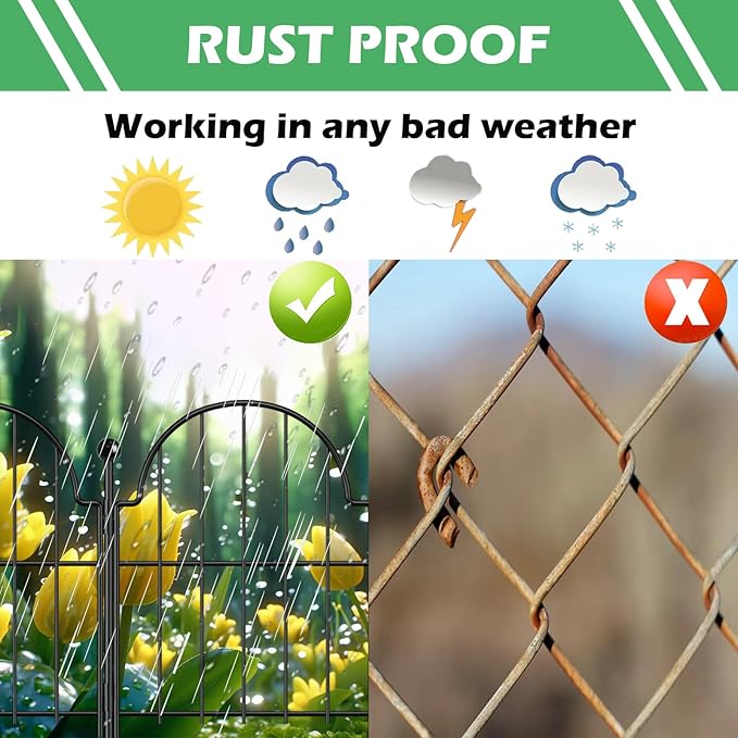 Garden Fence, 22 in x 21 ft Arched Rustproof Metal No Dig Fence Garden Fence - Image 7
