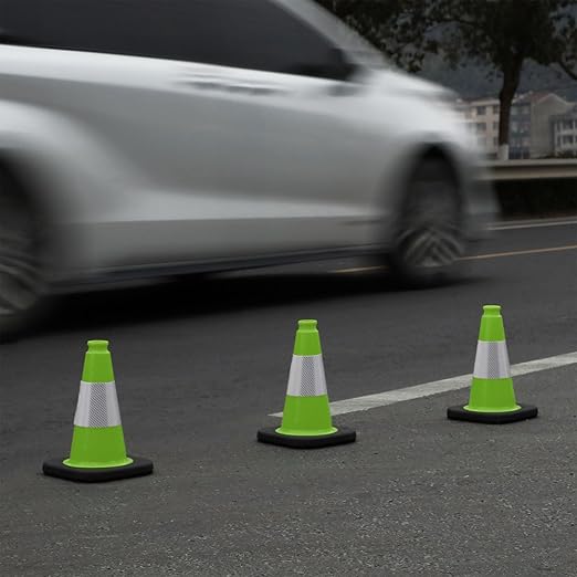6 Pack 12" Inch Green PVC Traffic Cones - Image 6