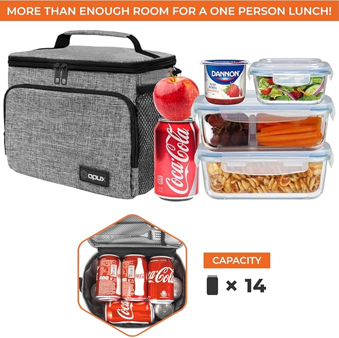 opux Insulated Lunch Bag for Men Women, Soft Lunch Box for Office Work School - Image 5