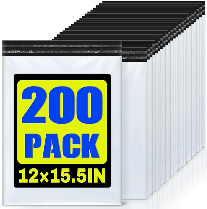 200 Pcs Poly Mailers Shipping Bags 12x15.5 Inch Packaging Clothes Polymailers by LINSIRON