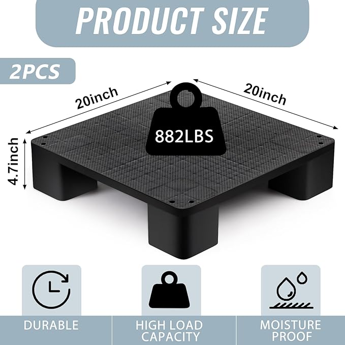 2 Pcs Plastic Pallet for Basement Storage Easy Stack Lightweight Floor Pallet - Image 2