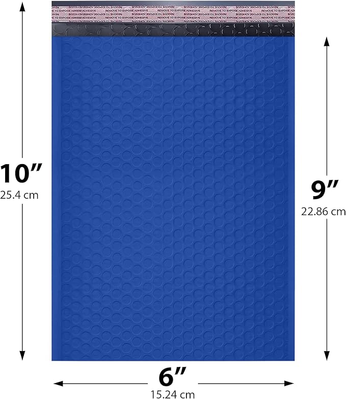Royal Blue Small Poly Bubble Mailers 6x10 inch #0 | Self Seal Padded Envelopes - Image 2