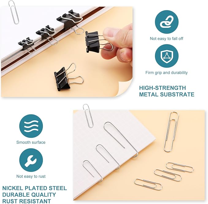 360 Pcs Paper Clips and Binder Clips Assorted Sizes, Large Medium Small Size - Image 3