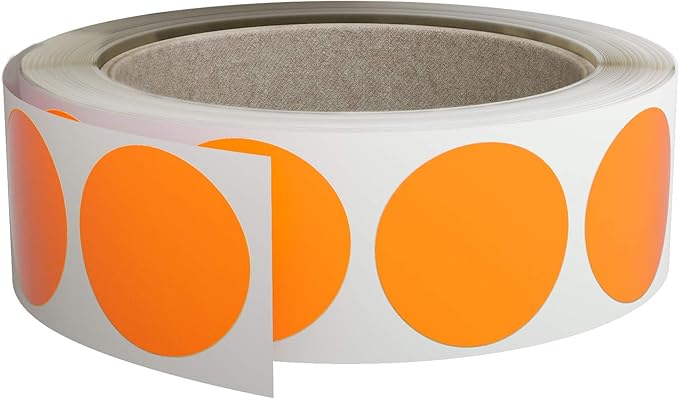 Royal Green Fluorescent Label Rolls 25mm Neon Orange Stickers Dots 1 Inch by RoyalGreen
