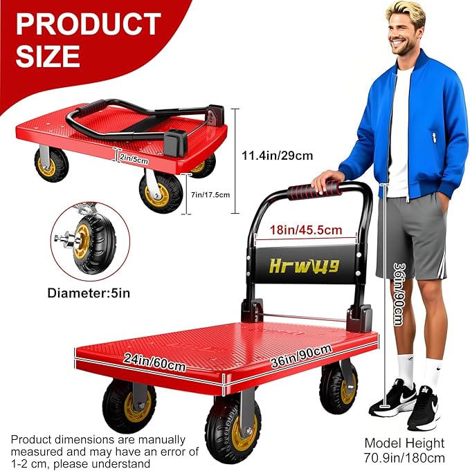 Platform Truck, Foldable Push Cart Dolly - Image 2