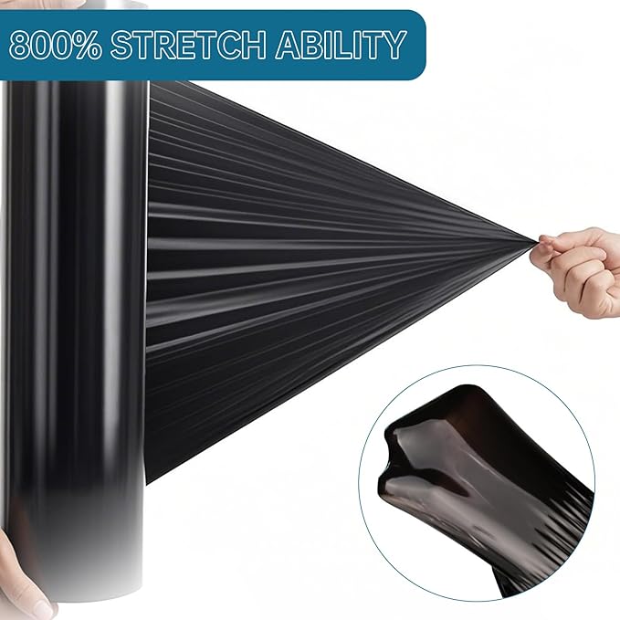 Black Plastic Shrink Wrap Roll, 18 Inch 1500 Feet Stretch Film, 80 Gauge - Image 4